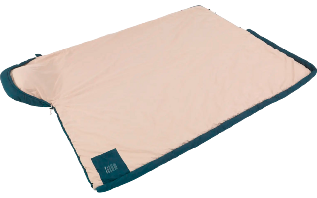 Rechthoekige slaapmat met lichtroze oppervlak en donkergroene rand