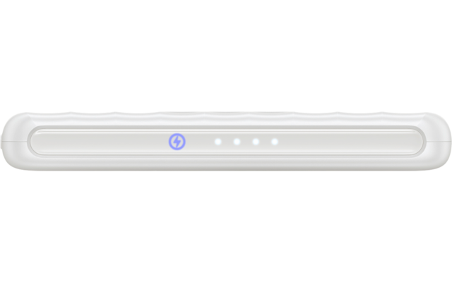Appareil électronique blanc avec cinq voyants LED blancs à l'avant