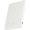 Disque dur externe rectangulaire blanc avec rainures verticales et port USB