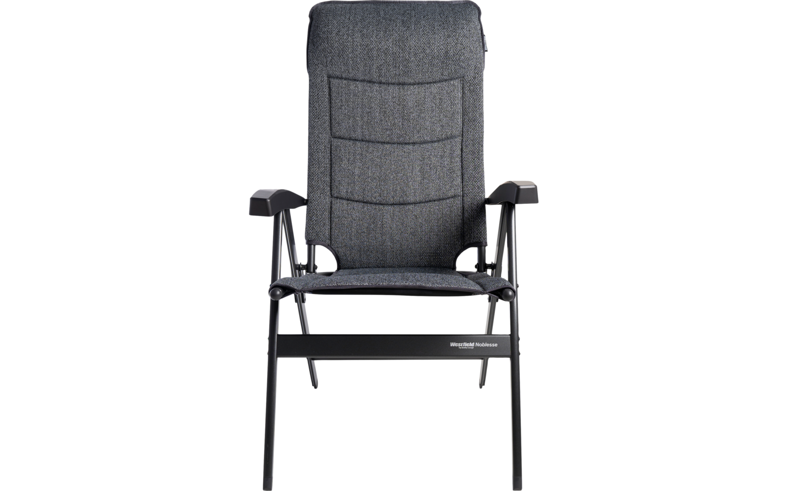 Chaise noire avec dossier, assise et accoudoirs rembourrés