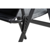 Gros plan d'une chaise pliante noire en métal et tissu