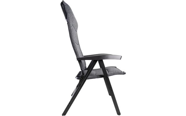 Chaise grise avec dossier haut et pieds en métal