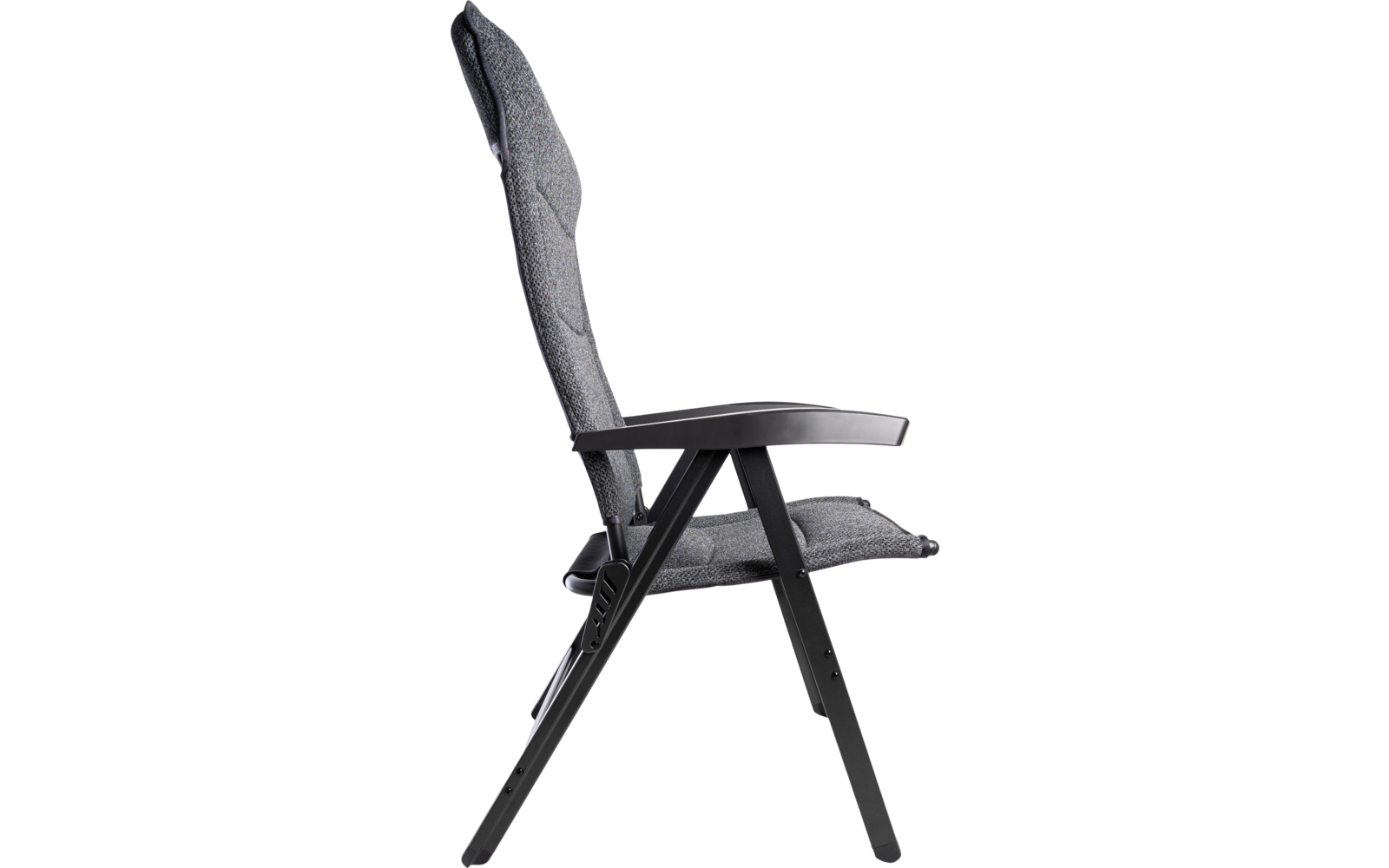 Chaise grise avec dossier haut et pieds en métal