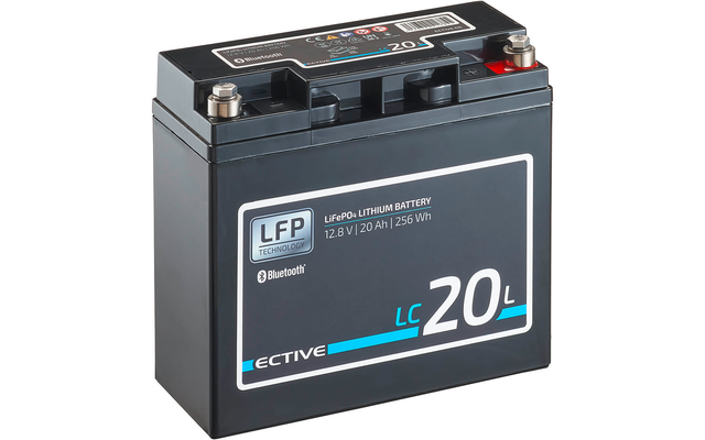 ECTIVE LC BT LiFePO4 lithium voedingsbatterij met bluetoothmodul 12 V 20 Ah