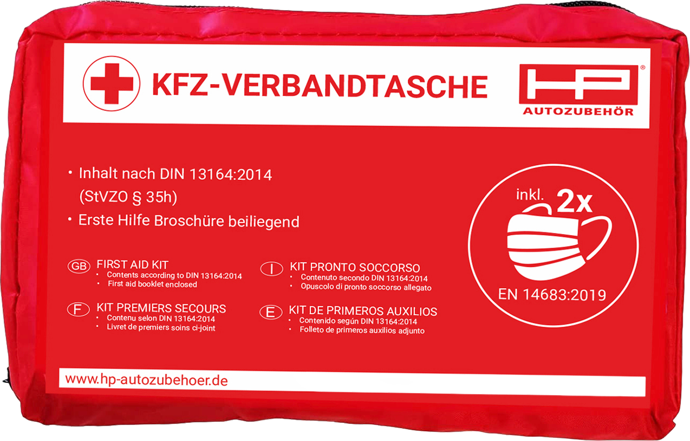 HP Autozubehör KFZ Verbandtasche inklusive 2x Mund- und Nasenschutz - Fritz  Berger Campingbedarf