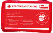 HP Autozubehör KFZ Verbandtasche inklusive 2x Mund- und Nasenschutz Rot