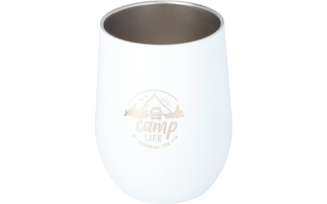 witte dubbelwandige drinkbeker met Camp Life logo