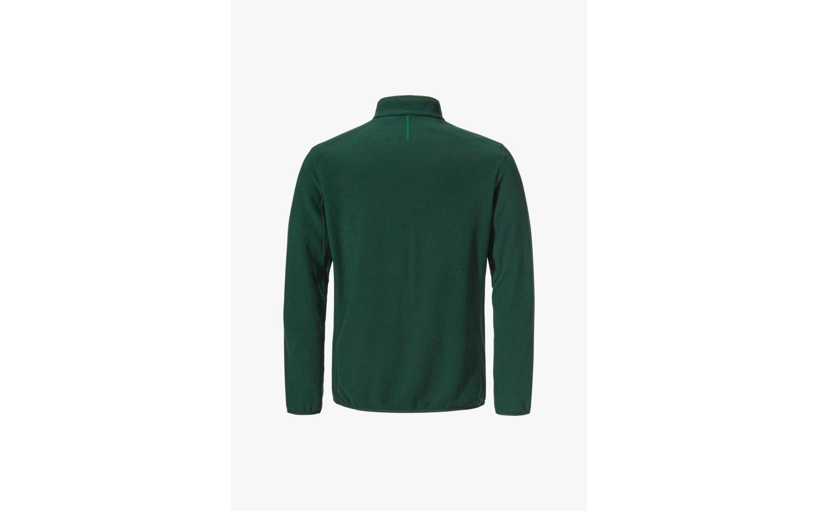 Grüner Pullover von hinten mit langem Arm und Stehkragen