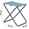 Blauer zusammenklappbarer Hocker mit grauem Metallgestell