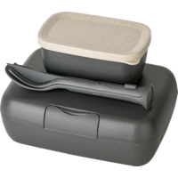 Koziol Candy Ready Lunchbox Set 5 pezzi con 3 posate / Box Candy L / Tin Candy S a prova di perdite natura grigio cenere