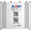 Silbernes rechteckiges Metallgehäuse mit vier goldfarbenen Antennenanschlüssen oben, Aufdruck 'ALDEN' und 'I-NET 151', zwei QR-Codes, Beschriftung 'WiFi', Text 'Default IP: 192.168.2.1' und 'User/Pass: User/User1234', 'Power supply: 9-30V' sowie EAC-