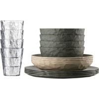 Koziol Göteborg tableware set 16-piece nature ash gray/dessert sand