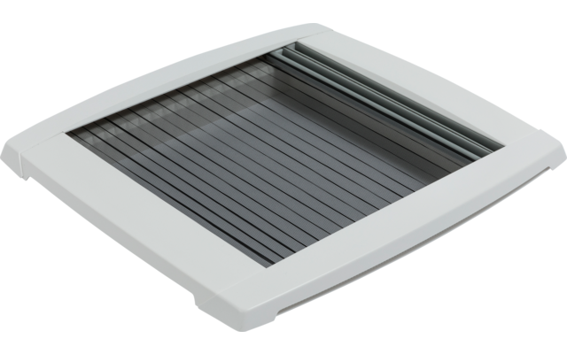 White square frame with black slatted insert