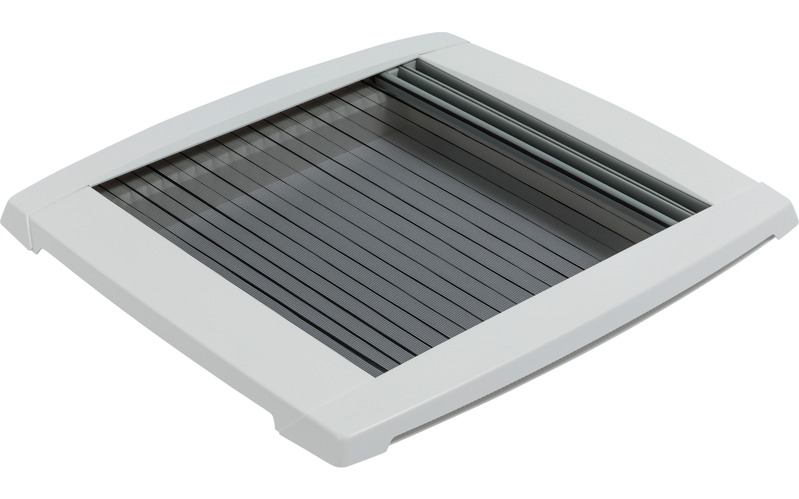 White square frame with black slatted insert