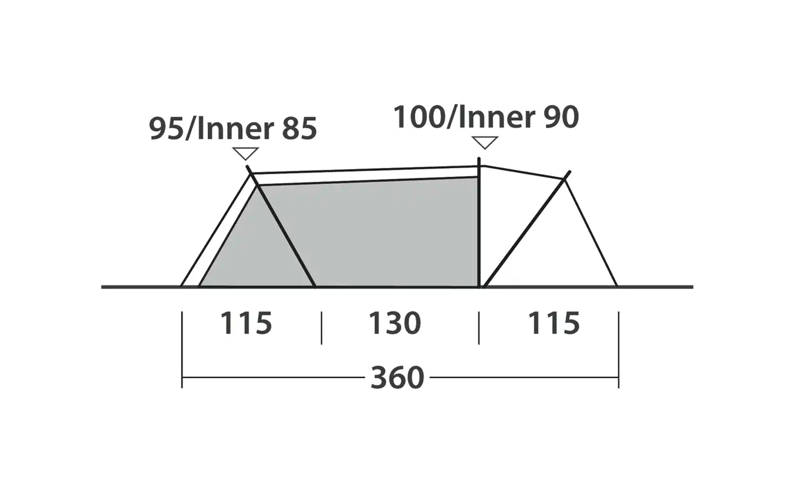 Schematische Darstellung eines trapezförmigen Körpers mit Maßen und Winkeln