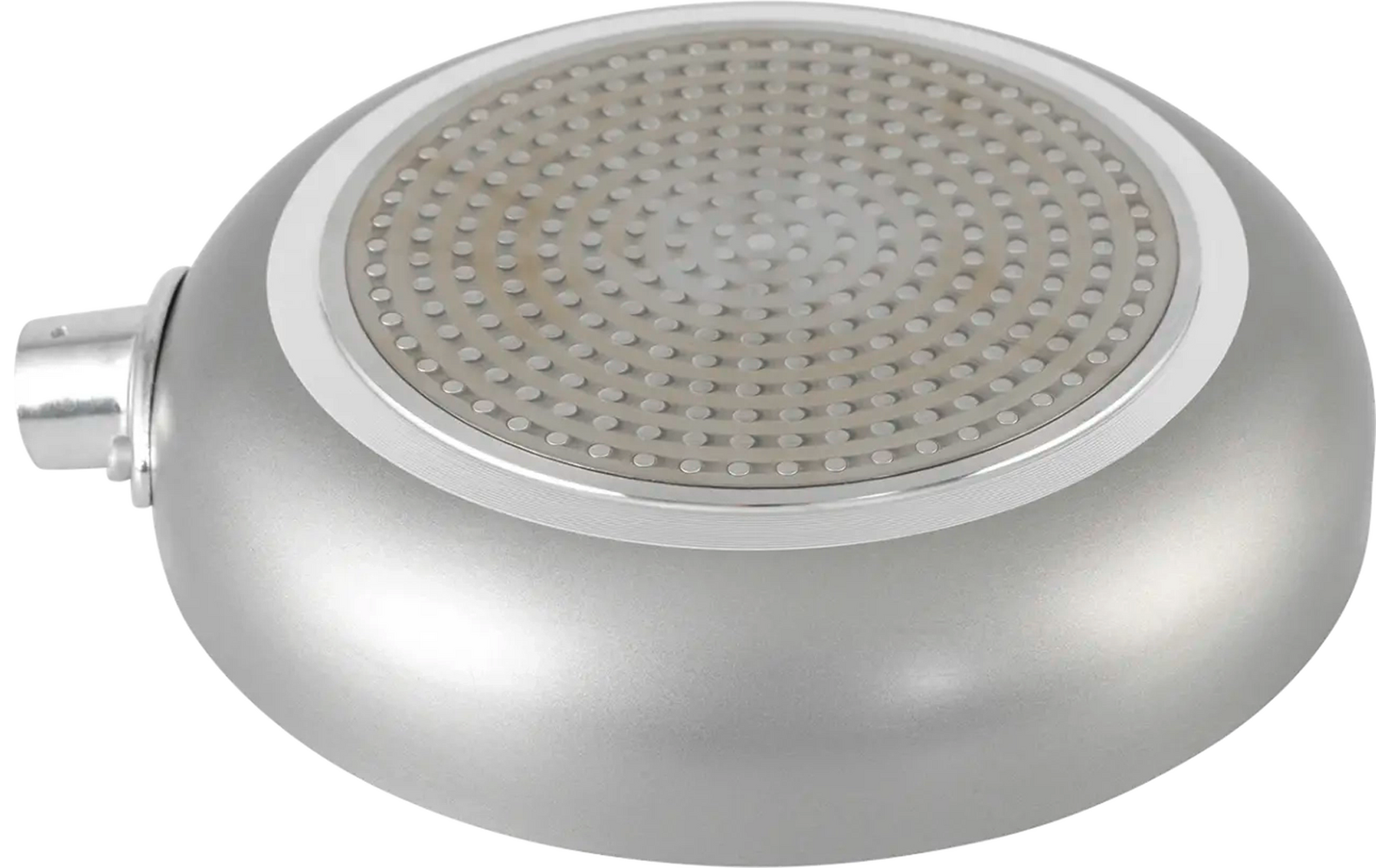 Ronde zilveren luidspreker met geperforeerd oppervlak