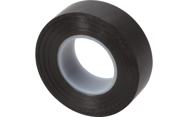 Rotolo di nastro adesivo nero con nucleo interno bianco