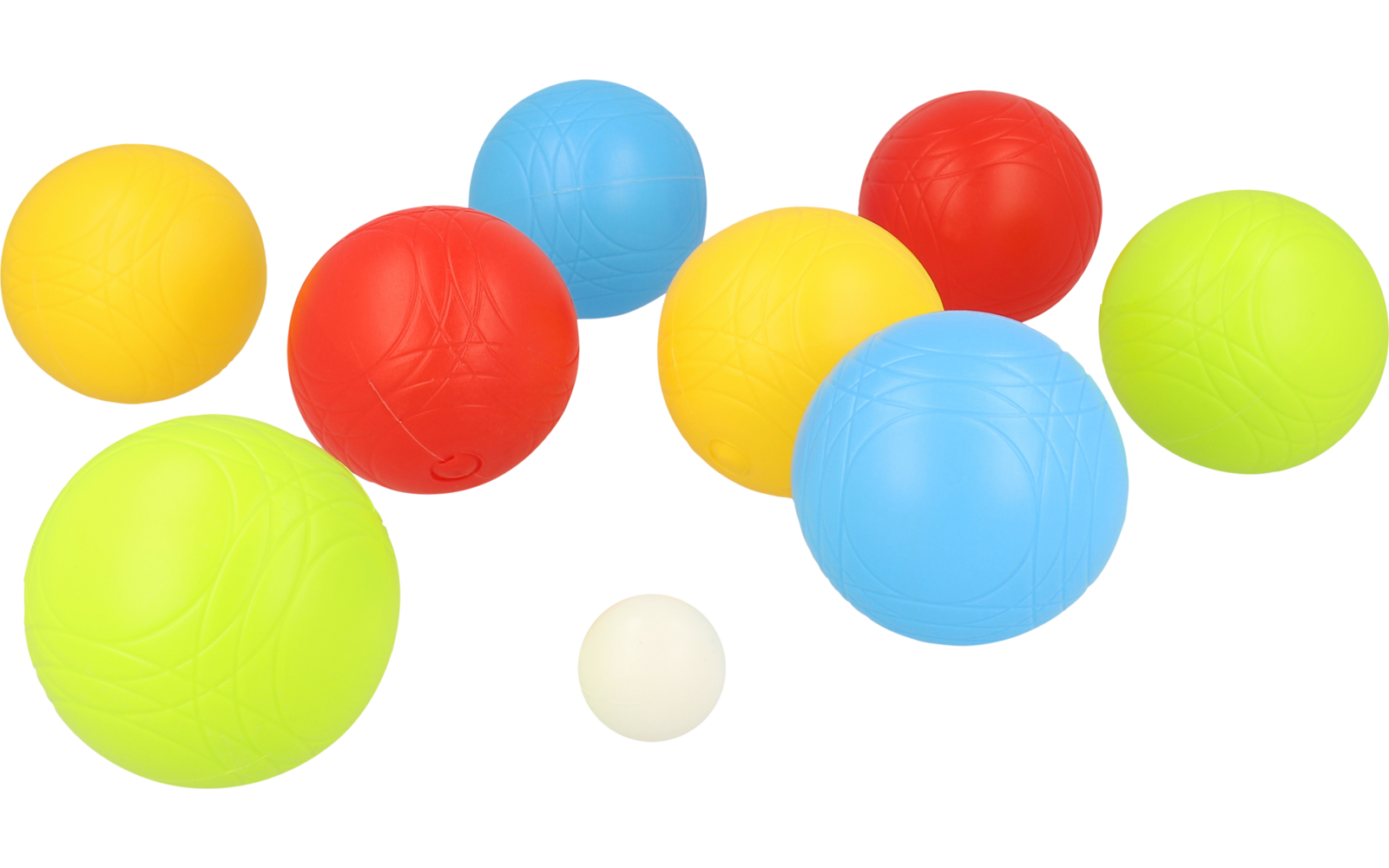 Gekleurde ballen in verschillende kleuren op een witte achtergrond