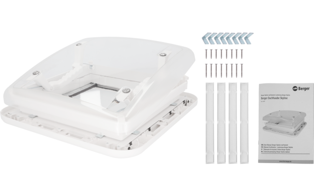 Produktbild Berger Dachhaube Skyline mit Moskitoschutz & Verdunkelungsrollo 40 x 40 cm Transparent 1