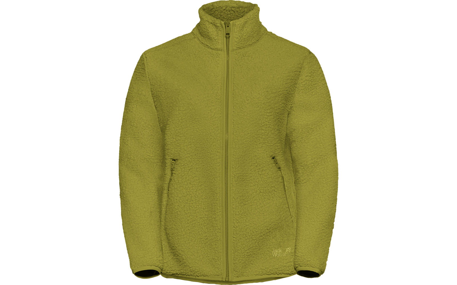 Groene fleecejas met rits, vooraanzicht