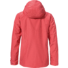 Rückansicht einer roten Jacke mit Kapuze