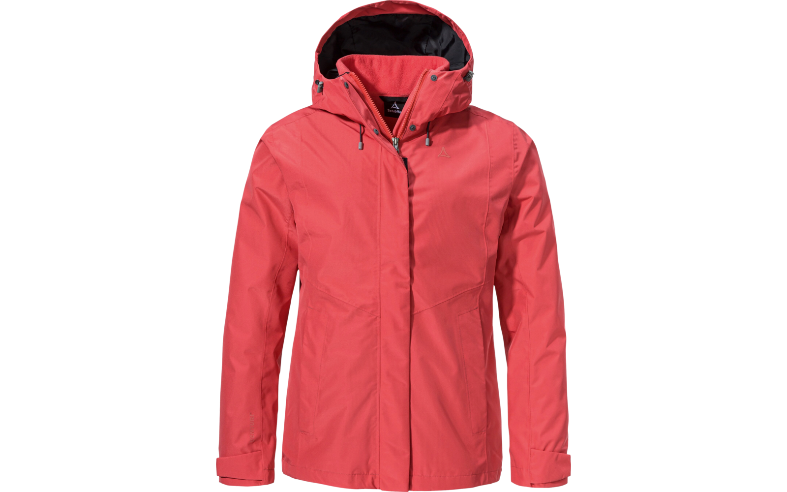 Rote Regenjacke mit Kapuze