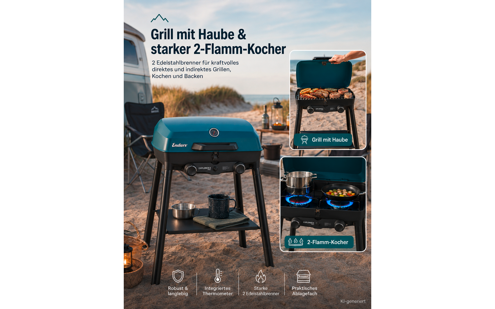 Produktbild Enders Explorer II Pro Gasgrill / Gaskocher 2-flammig 1