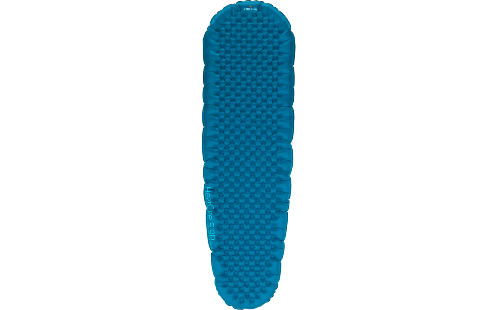 Blauw en langwerpig strijkijzer met een witte zoolplaat