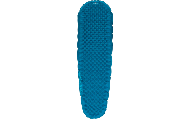 Blauw en langwerpig strijkijzer met een witte zoolplaat