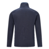 Veste bleu foncé à manches longues et col montant, vue de dos sur fond blanc
