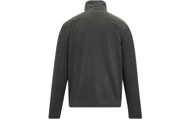 Rückenansicht einer grauen Jacke mit Stehkragen