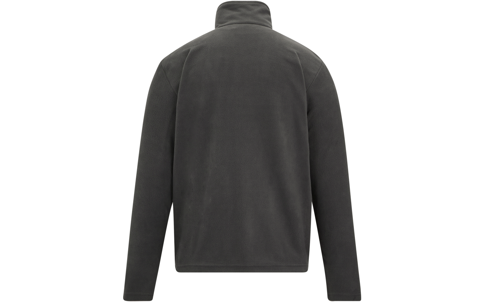 Rückenansicht einer grauen Jacke mit Stehkragen