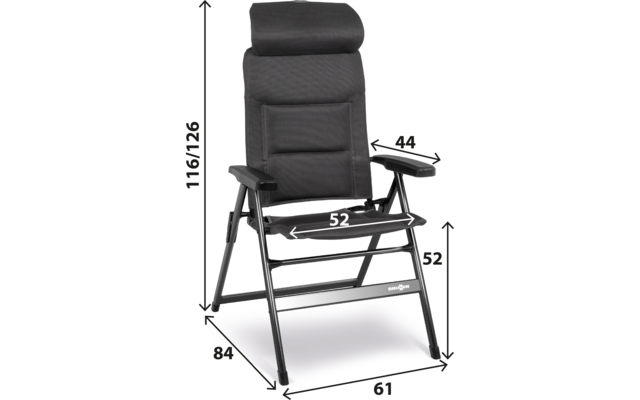 Produktbild Brunner Aravel H2L Klappstuhl mit h&ouml;henverstellbarer Kopfst&uuml;tze 1