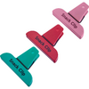 Tres clips de plástico (verde, rojo, rosa) con el texto "Snack Clip" visible sobre fondo blanco