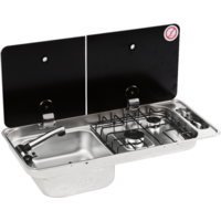 CAN Combinaci&oacute;n de cocina de gas y fregadero de 2 fuegos con fregadero a la izquierda 716 x 340 x 150 mm