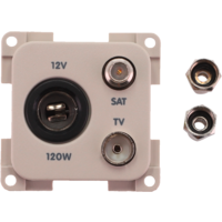 Inprojal System 10.000 Steckdose 12V mit TV und SAT hellgrau