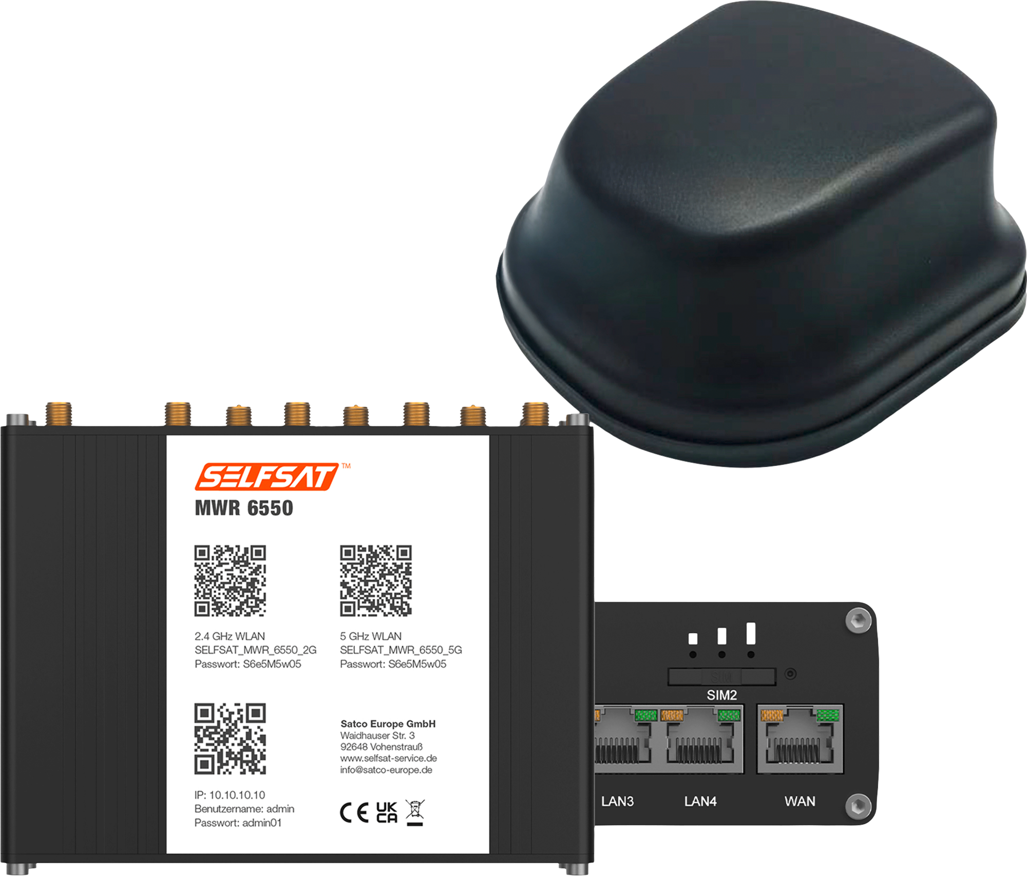 Router WLAN 4G Cat 6 MWR 4540 di Selfsat con antenna panoramica 5G fino a 300 Mbps - Berger Camping