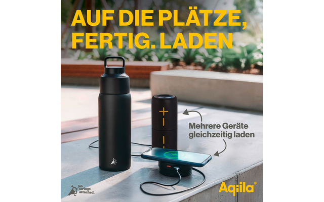 Produktbild Aqiila Powerbottle BO5 Trinkflasche 600 ml mit Powerbank 5000 mAh, 15 W und IPX4 Spritzwasserschutz 1