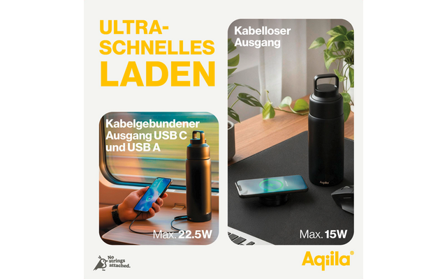 Produktbild Aqiila Powerbottle BO5 Trinkflasche 600 ml mit Powerbank 5000 mAh, 15 W und IPX4 Spritzwasserschutz 1