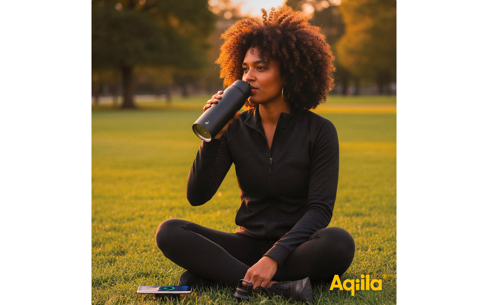 Produktbild Aqiila Powerbottle BO5 Trinkflasche 600 ml mit Powerbank 5000 mAh, 15 W und IPX4 Spritzwasserschutz 1