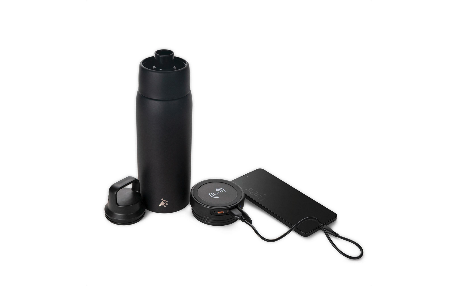 Product afbeelding Aqiila Powerbottle BO5 drinkfles 600 ml met powerbank 5000 mAh, 15 W en IPX4 spatwaterbescherming 1