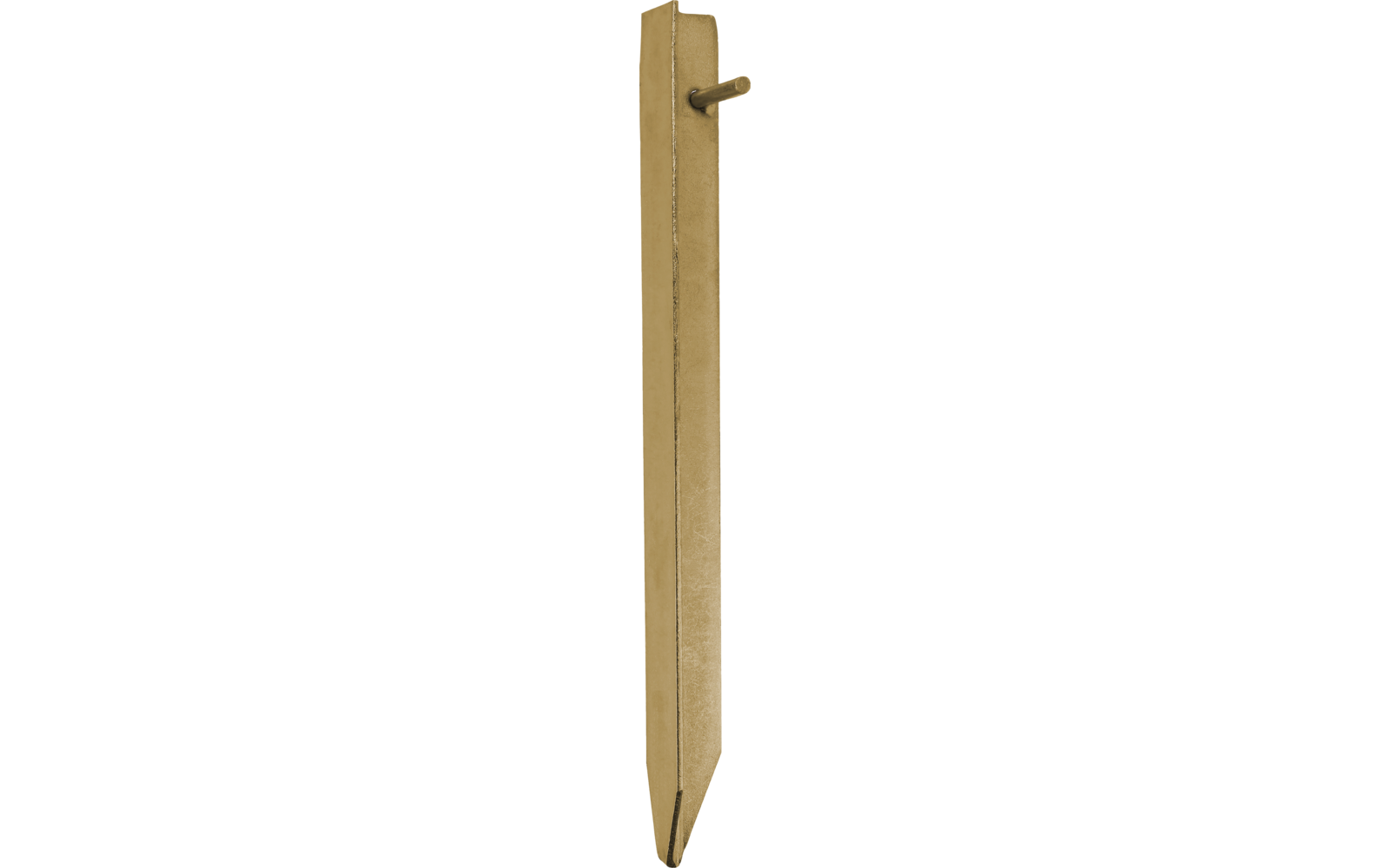 Light brown wooden clothespin with two long prongs and a short side peg visible