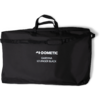 Schwarze rechteckige Tragetasche mit Griffen und Schultergurt, weiße Aufschrift "DOMETIC GARDINA LOUNGER BLACK"