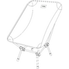 Structure métallique avec assise en tissu tendu, quatre pieds métalliques inclinés avec articulations et étiquette rectangulaire TAMBO sur l'assise