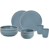 Brunner T&ecirc;te-&agrave;-t&ecirc;te Dolomit blauw melamine servies antislip, BPA-vrij en breukvast 8-delige set