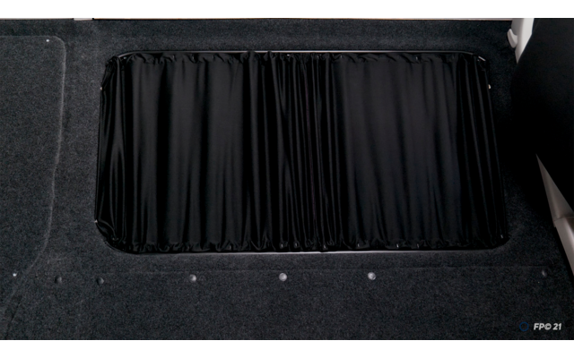 Kiravans Vorhang Set 2 teilig für VW T5/T6 Heckklappe mit Scheibenwischer Standard schwarz