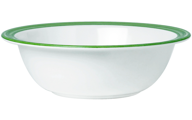 Weiße Schüssel mit grünem Rand
