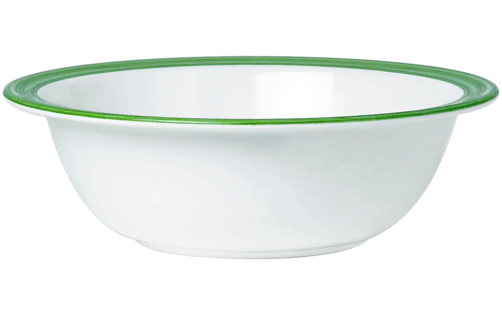 Weiße Schüssel mit grünem Rand