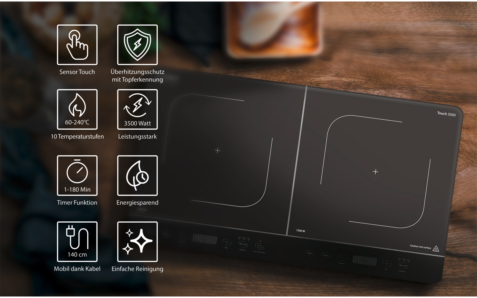 Produktbild Caso Touch 3500 Doppelinduktionskochfeld 3500 W 1