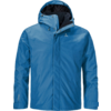 Blaue gefütterte Jacke mit Kapuze, Frontreißverschluss und langen Ärmeln